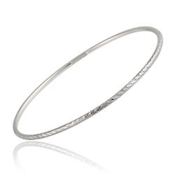 Mondevio Sterling Silver Diamond-cut Bangle Bracelet