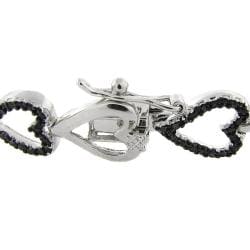 Sterling Silver Black Diamond Accent Heart Bracelet