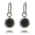 Finesque Sterling Silver Black Diamond Accent Dangle Earrings