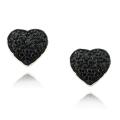Sterling Silver Black Diamond Accent Heart Earrings