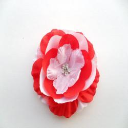 Bow Clippeez 2 Envy Red and White Flower Clip