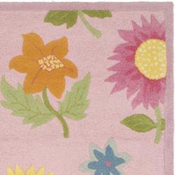 Handmade Children's Paisley Pink New Zealand Wool Rug (5' x 8')
