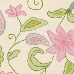 Handmade Children's Daisy Ivory New Zealand Wool Rug (5' x 8')