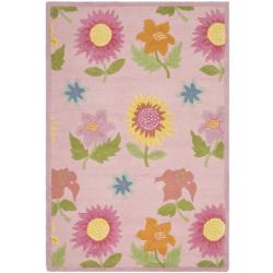 Handmade Children's Paisley Pink New Zealand Wool Rug (5' x 8')