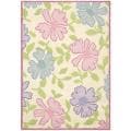 Handmade Children's Flowers Ivory New Zealand Wool Rug (4' x 6')