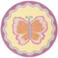 Handmade Children's Butterfly Yellow N. Z. Wool Rug (4' Round)