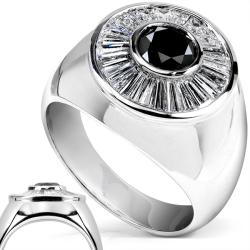 14k White Gold Men's 3 1/3ct TDW Black and White Diamond Band (F-G, VS1-VS2)