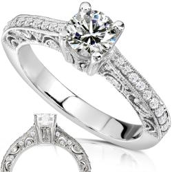 Palladium 1 1/8ct TDW Certifed Diamond Engagement Ring (G, VS2)