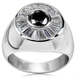14k White Gold Men's 3 1/3ct TDW Black and White Diamond Band (F-G, VS1-VS2)
