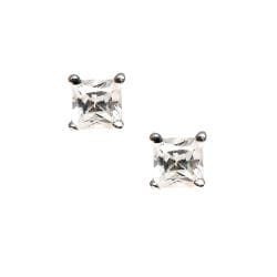 Sterling Silver Princess-cut Cubic Zirconia Stud Earrings