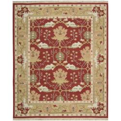 Hand-woven Burgundy Samarkand Wool Rug (7'9 x 9'9)