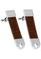 Invicta Men's 'Elements' Stainless Steel and Brown Leather Cuff Links