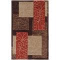 Hand-tufted Retro Chic Brown Floral Squares Rug (3'6 x 5'6)