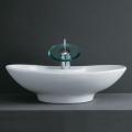DeNovo Porcelain Oval Tapered Bathroom Vessel Sink and Chrome Waterfall ...