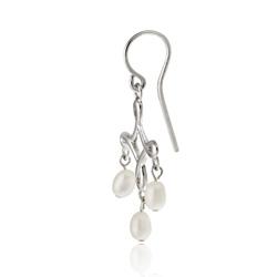 Sterling Silver White Freshwater Pearl Chandelier Earrings (4-5 mm)