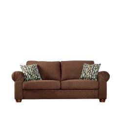 Owen Dark Brown Microfiber Rolled Arm Sofa