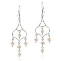 Sterling Silver Pink Freshwater Pearl Chandelier Earrings (4-5 mm)