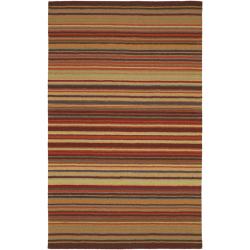Hand-loomed Striped Burgundy Wool Rug (8' X 11')