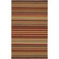 Hand-loomed Striped Burgundy Wool Rug (5' X 8')