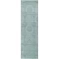 Hand-loomed Embossed Spa Blue Wool Rug (2'6 x 8')