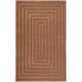 Hand-crafted Brown Geometric Embossed Wool Rug (5' x 8')
