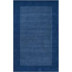 Hand-loomed Bordered Blue Wool Rug (3'3 x 5'3)