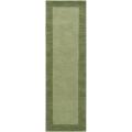 Hand-crafted Moss Green Tone-On-Tone Bordered Wool Rug (2'6 x 8')