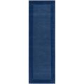 Hand-loomed Bordered Blue Wool Rug (2'6 X 8')