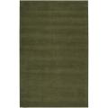 Hand-crafted Solid Dark Green Tone-On-Tone Bordered Ridges Wool Rug (6' x 9')