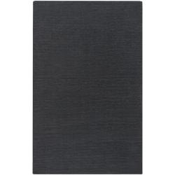 Hand-crafted Solid Black Casual 'Ridges' Wool Rug (9' x 13')