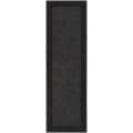 Hand-loomed Bordered Charcoal Wool Rug (2'6 x 8')