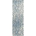 Hand-tufted Contemporary Blue/White Floral Brooklyn New Zealand Wool Abstract Rug (2'6 x 8')