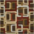 Hand-tufted Brown Contemporary Multi Colored Square Mayflower Wool Geometric Rug (8' Square)