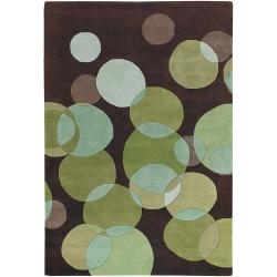 Avalisa Brown Geometric Hand-tufted New Zealand Wool Rug (7'9 x 10'6)