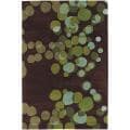 Avalisa Brown Geometric Hand-tufted New Zealand Wool Rug (7'9 x 10'6)