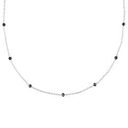 Miadora Sterling Silver 1ct TDW Black Diamond Station Necklace