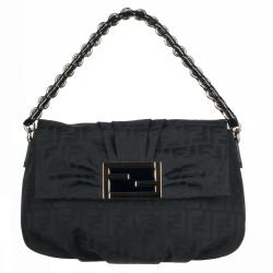 Fendi 'Mia-Zucca' Black Canvas Shopper Bag