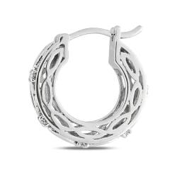 10k White Gold 1/10ct TDW Diamond Filigree Hoop Earrings (G-H, I2-I3)