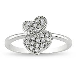 10k White Gold 1/10ct TDW Diamond Heart Ring (G-H, I2-I3)
