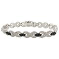 Sterling Silver 1/10ct TDW Black Diamond 'X' Bracelet