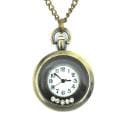 Goldtone Cubic Zirconia Pocket Clock Necklace