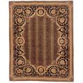 Asian Hand-knotted Leopard Brown/ Black Wool Rug (8' Square)