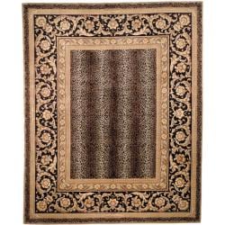 Asian Hand-knotted Leopard Beige/ Black Wool Rug (6' Square)