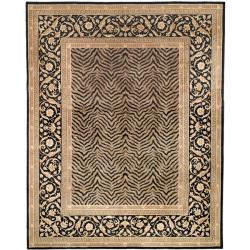 Asian Hand-knotted Zebra Beige Wool Rug (8' Square)