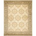 Asian Hand-knotted Medallion Ivory/ Grey Wool Rug (4' x 6')