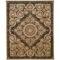Asian Hand-knotted Royal Crest Beige/ Black Wool Rug (4' x 6')
