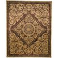 Asian Hand-knotted Royal Crest Beige/ Purple Wool Rug (9' x 12')