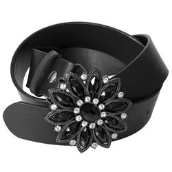 Journee Collection Women's Rhinestone Detail Buckle Leather Belt