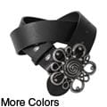 Journee Collection Women's Flower Buckle Leather Belt