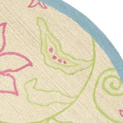 Handmade Children's Paisley Ivory New Zealand Wool Rug (4' Round)